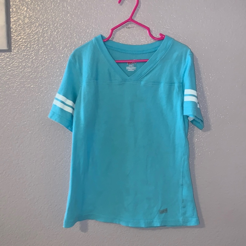 Soffe turquoise girls medium baseball style shirt